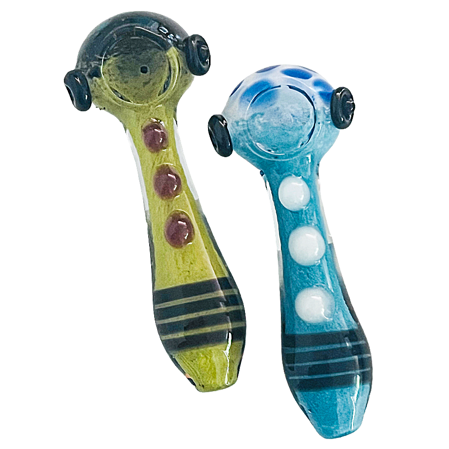 Marble Look Body With Dotted Base Spoon Handpipe | 4 inches | Assorted Colors product image